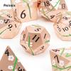 7 Pcs Copper Flower Metal Dice Solid Metal Polyhedral Dice Set Suitable for Role-Playing RPG Board Game Card Game