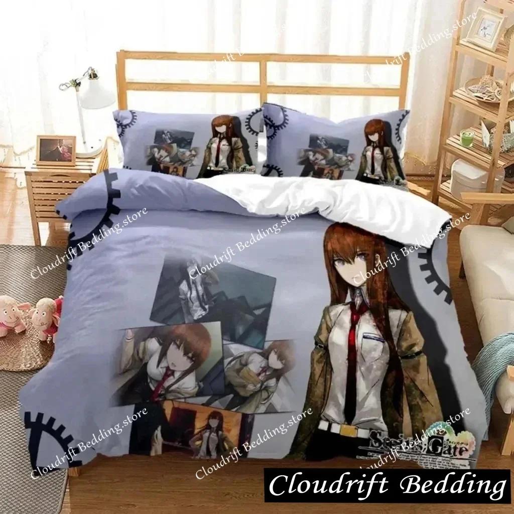Anime Steins Gate Kurisu Makise Bedding Set Boys Girls Twin Queen Size Duvet Cover Pillowcase Bed Kids Adult Home Textile026