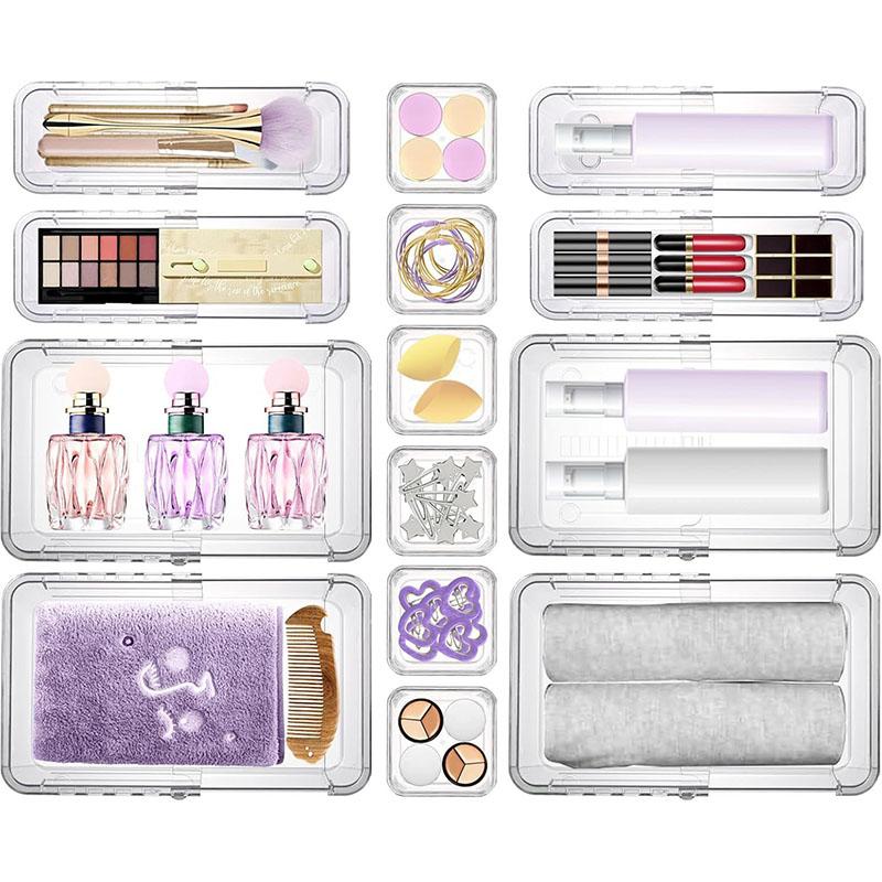 Transparent Drawer Partition Storage Box Freely Extendable and Stackable Storage Box Desktop for Organizing Sundries Storage Compartment Box