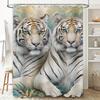 Whitened Tiger Printed Shower Curtain Waterproof Bathroom Decor Fabric Shower Curtains Set For Home Decoration