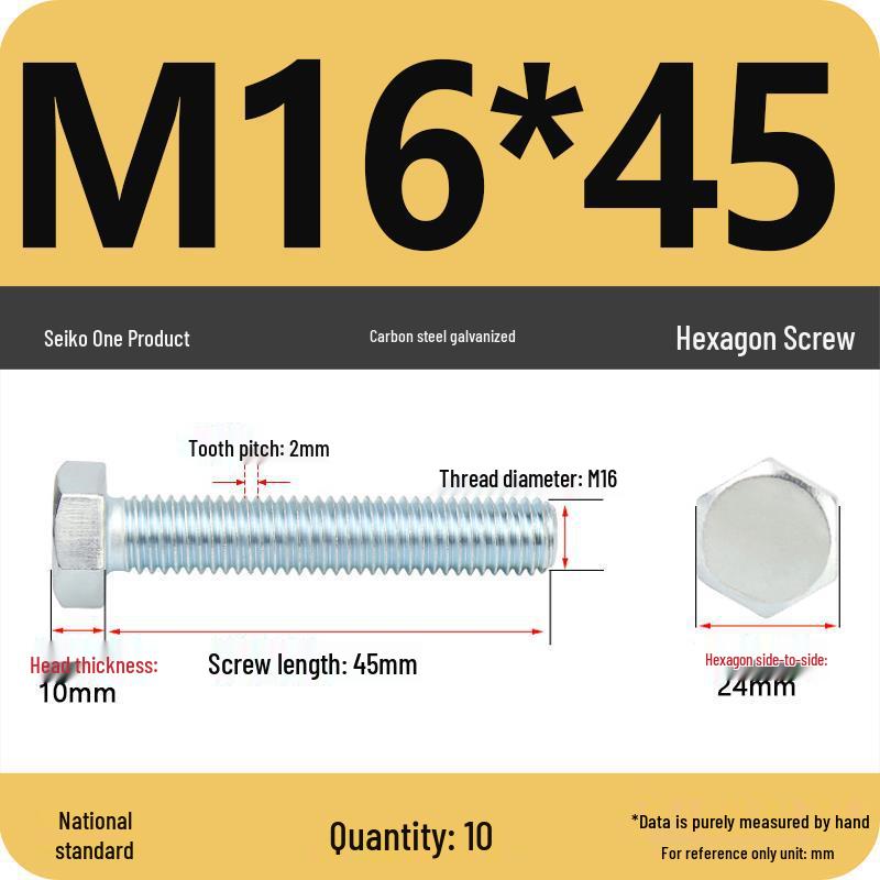 8.8 Grade Galvanized Hex Head Bolt, High-Strength M4-M30