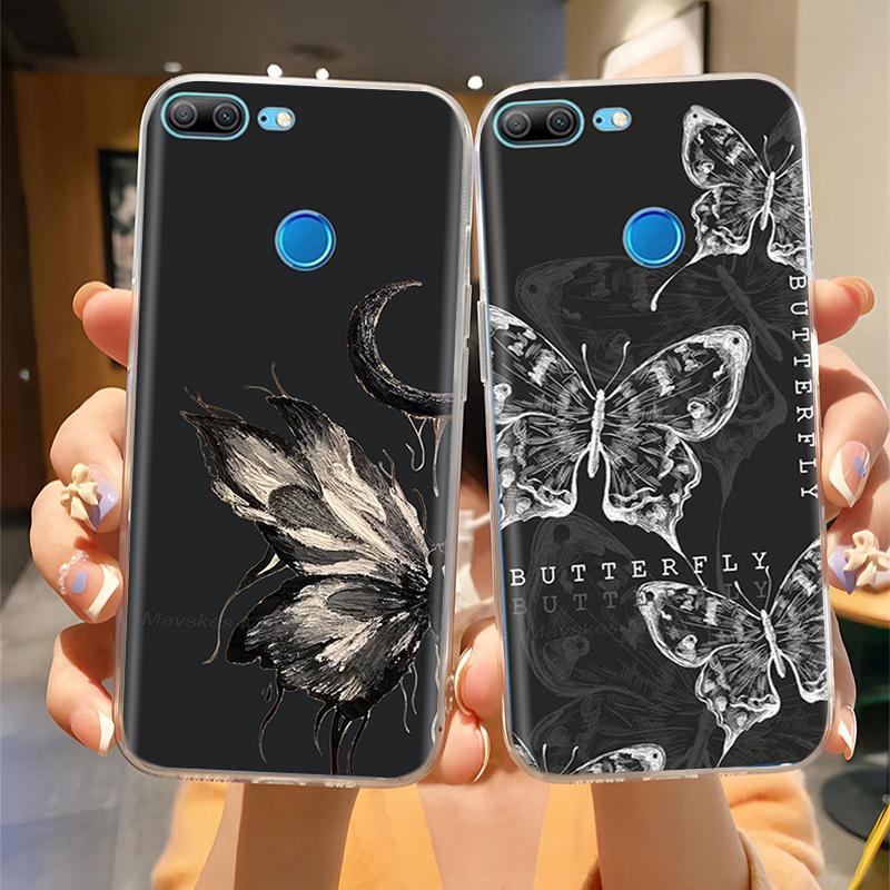 Phone Case For Honor 9 Lite Back Cover for Huawei Honor 9 Lite Cases Transparent Silicon TPU Protective Cats Flower Print Covers