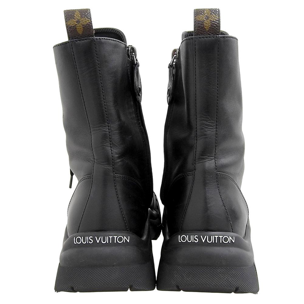 LOUIS VUITTON Ruby Line Calf Leather LV Circle Side Zip Ankle Boots Women's Black Size 36 Made in 2023 SC0223 shoes 36 blackUsed