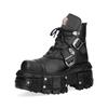 Dark Gothic Chunky Platform Leather Combat Boots Handmade Punk Ankle Boots for Women