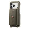For iPhone 17 Pro Case Card Holder Kickstand PU Leather + PC Phone Cover with Mirror and Crossbody Lanyard