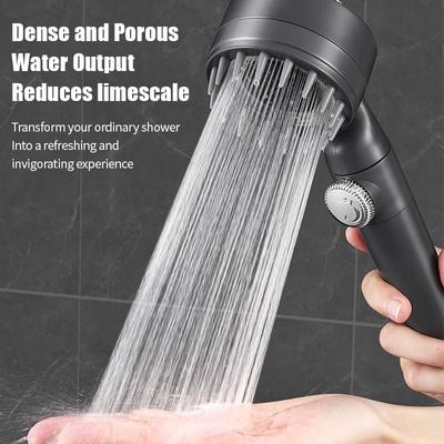 Soffione doccia regolabile Booster Doccia a risparmio idrico Doccia massaggiante Ad alta pressione 3 modalità con pulsante Accessori da bagno