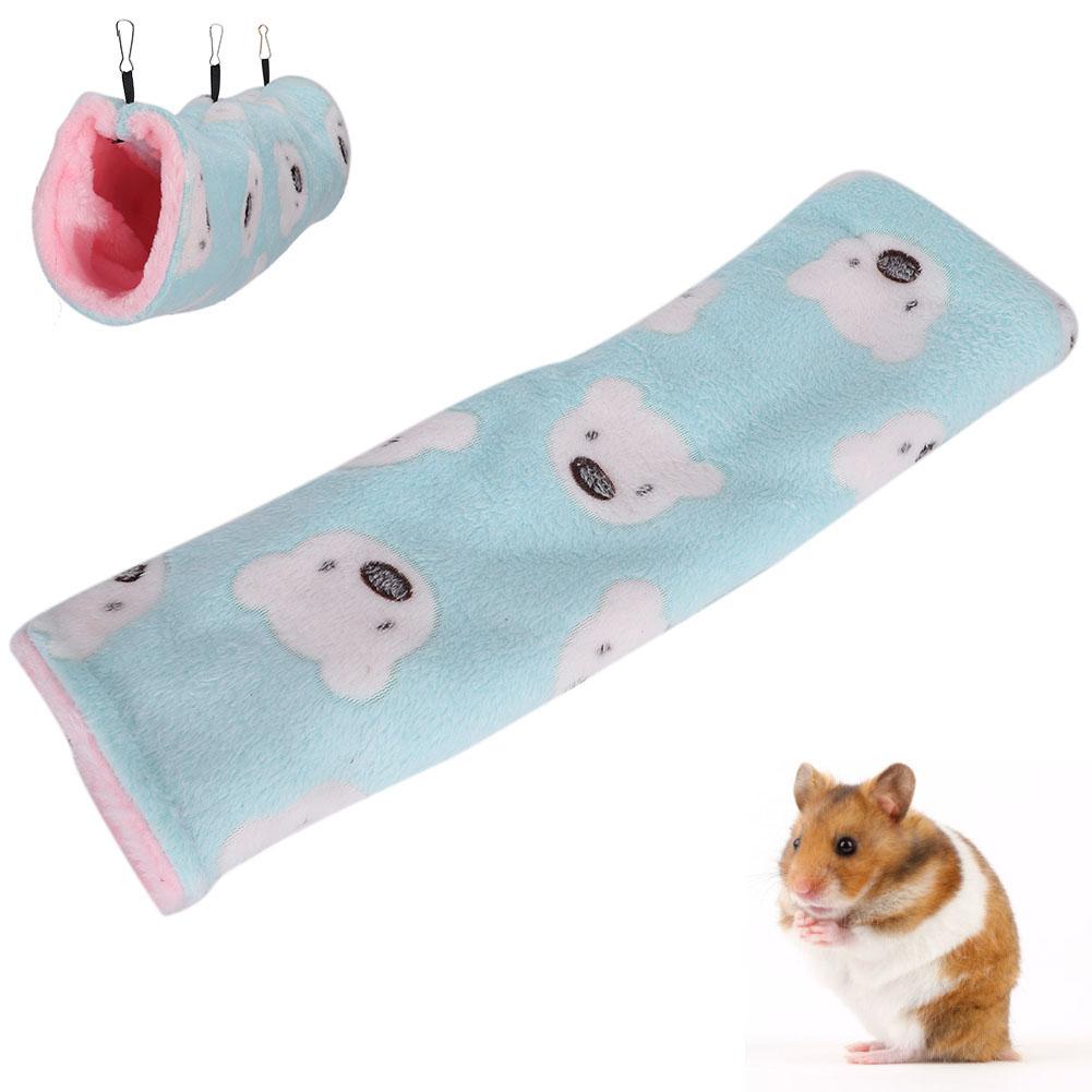 Kleines Haustiertunnel-Baumwollnest aus Plüsch, weiches Hamster-Hängekanalhaus(Grüner kleiner Bär)L