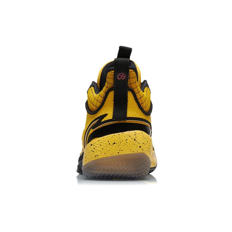 Li Ning Zhengfeng Abrasion Resistant Slip Resistant Mid top Performance Basketball Shoes Men's Yellow Black ABAR083-6