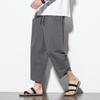 Summer Men Chinese Style Cotton Linen Harem Pants Men Streetwear Breathable Beach Pants Male Casual Calf-Lenght Trousers
