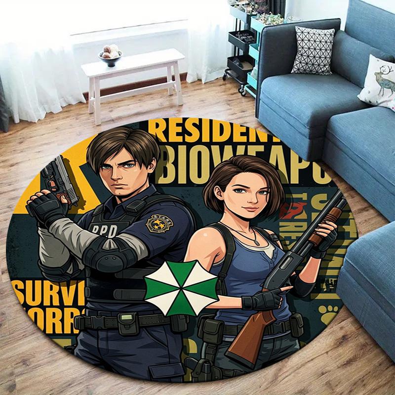 שטיח עגול Resident Evil שטיח לסלון חדר שינה ספה חדר משחקים עיצוב מחצלת רצפה מונעת החלקה