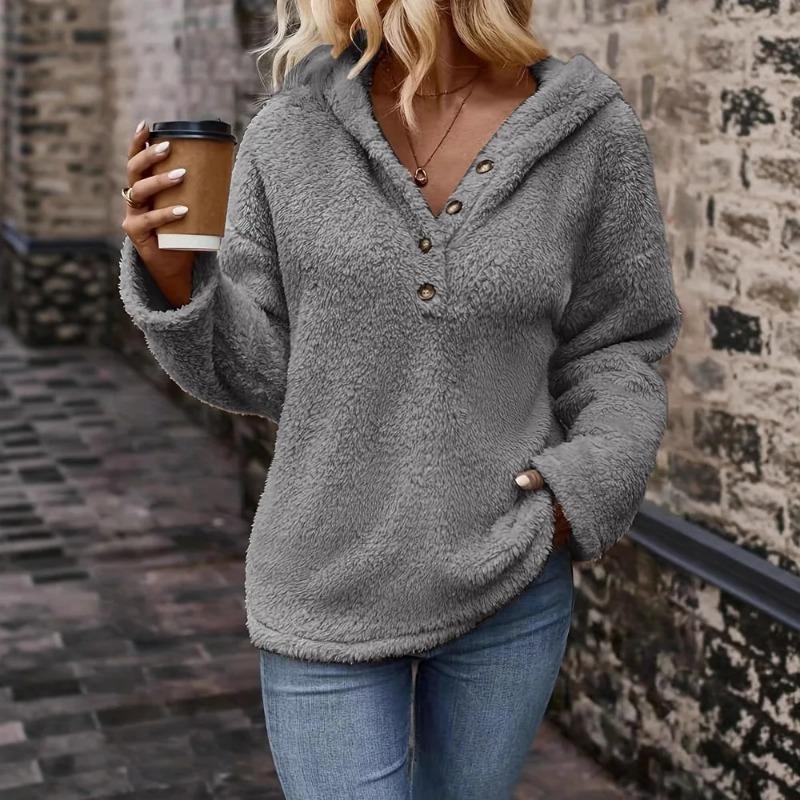 Pullover Pure Multi-color Women's Plush Warm Jacket New Casual Hooded Long-sleeved