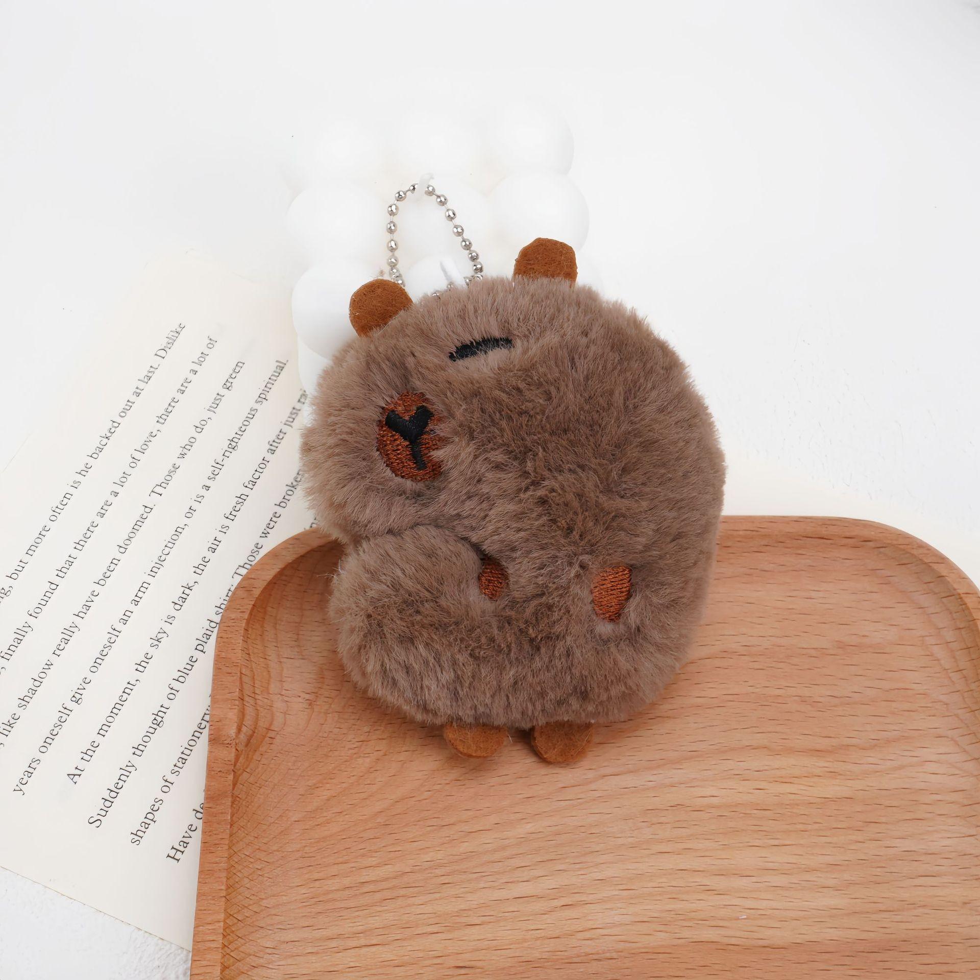 Peluche Capybara Jouet couineur Porte-clés Dessin Animé Pendentif Sac à Dos Voiture Porte-clés Forme Animal Doux Décoration Sac Cadeau