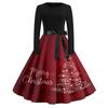 Women's Casual Fashion Round Neck Christmas Printed Vintage Dress
