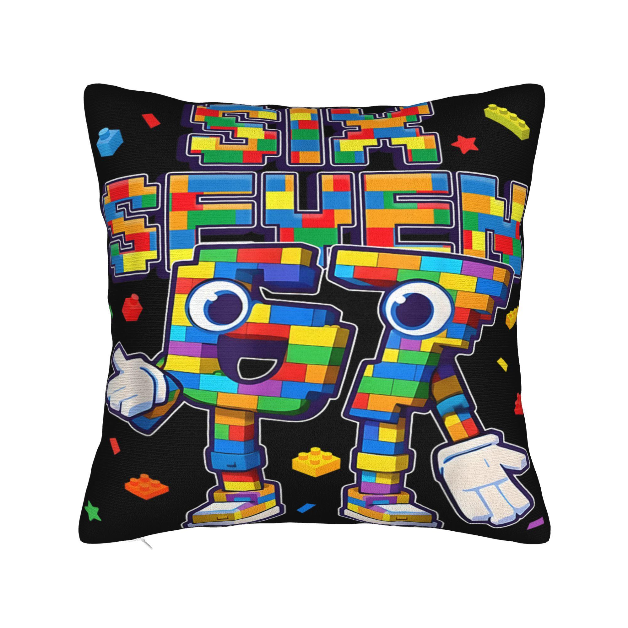 

Funny 67 Six Seven Italian Brainrot 6 7 Meme Pillow Case Design Pillow Cover Retro Trendy Pillowcases For Living Room Sofa 12x12Inch