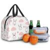 Cute Rabbit Bunny On Pink Grid Lunch Bag Travel Box Work Bento Cooler Reusable Tote Picnic Boxes Insulated Container Lunch Bags