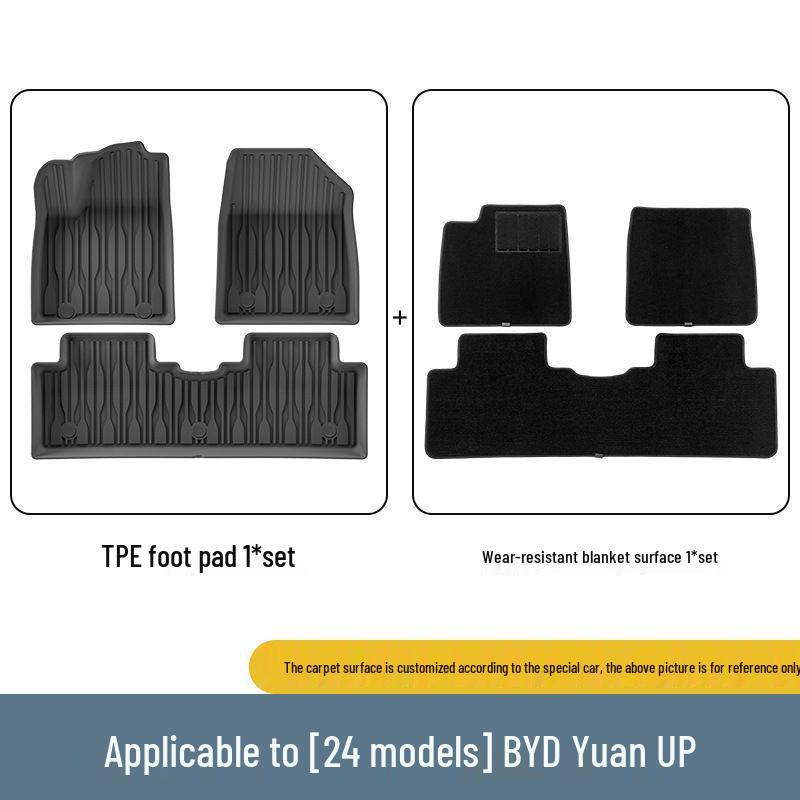 Eco-friendly TPE Floor and Seat Back Mats for 2024-2025 BYD Yuan UP, Including Trunk Mat