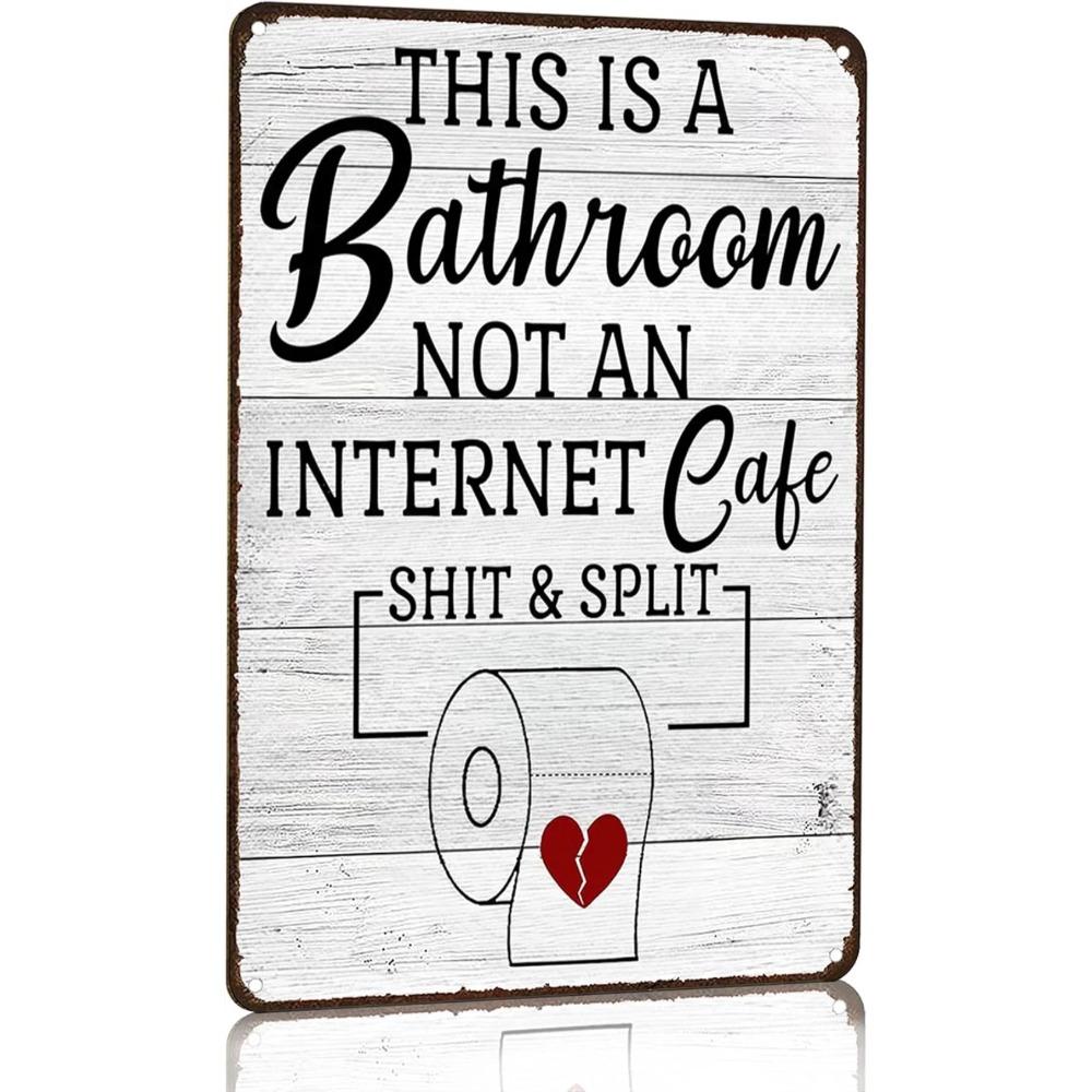 Funny Bathroom Toilet Decor Sign Bathroom Rules Quotes Wall Art Vintage Tin Sign Retro Style Home Decor for Bathroom Wall Art