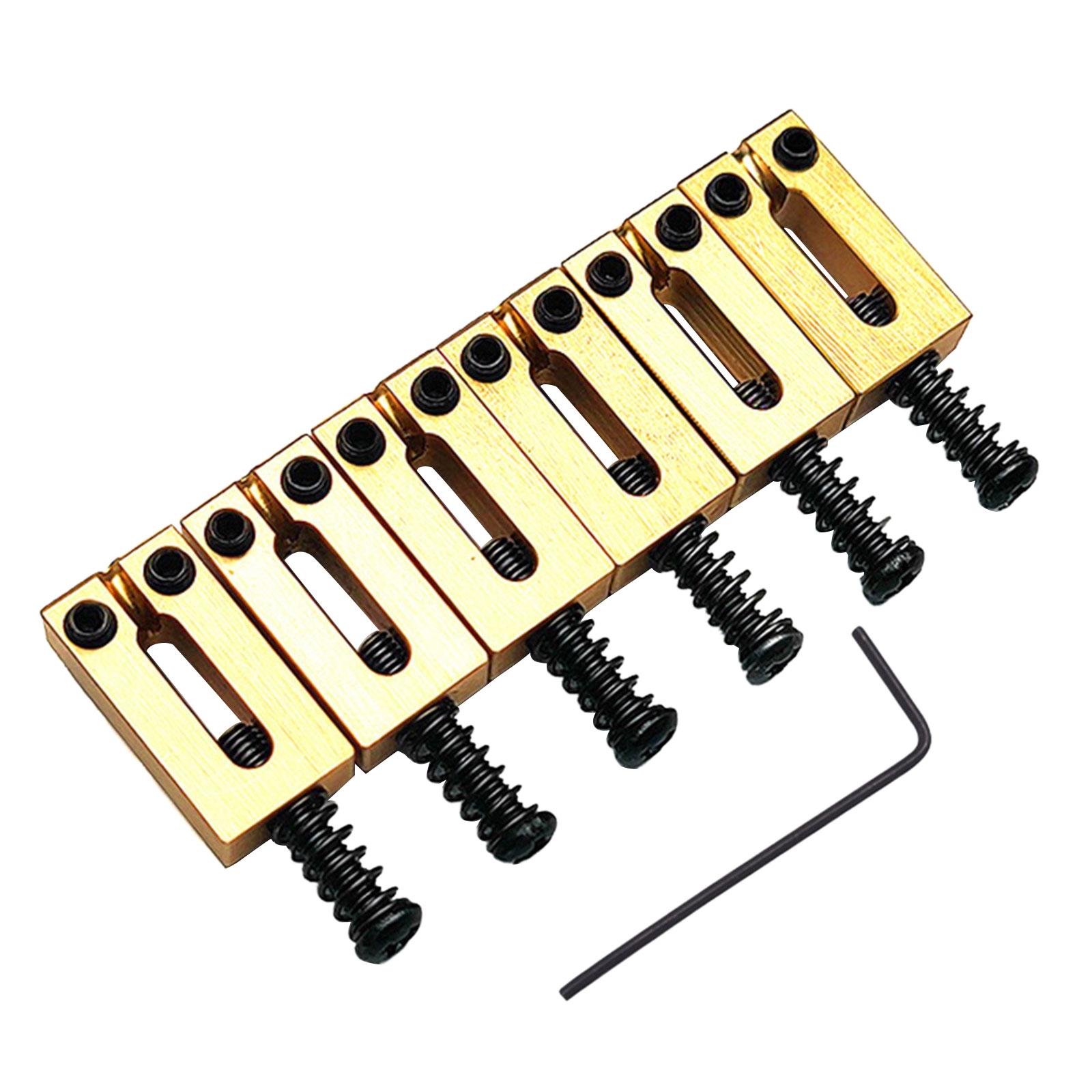

6Pcs/pack Solid Brass Guitar Bridge Saddles Brass Saddles Replacements 10.5mm String Spacing with Screws and Wrench Kits чёрный