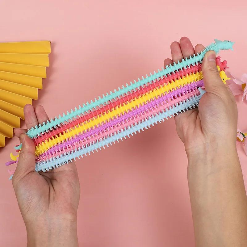 TPR Rope Kids Toy 12Pcs Funny Unicorn Pull Worm Stretch String Birthday Party Game Favors Gift Children Stress Relief Fidget Toy