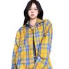 Women's Petite Yellow Plaid Long-Sleeve Shirt Jacket - American Style, Loose Fit for Spring & Autumn