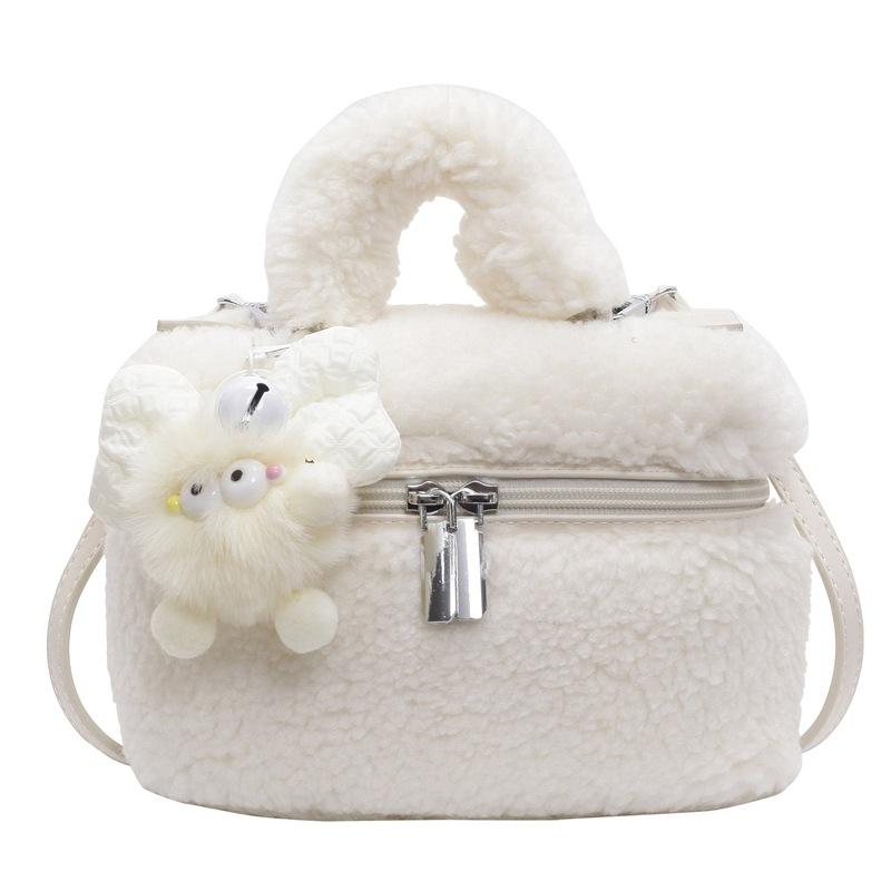 Fashion lamb plush square women's bucket bag new casual literary commuter women's shoulder crossbody bag