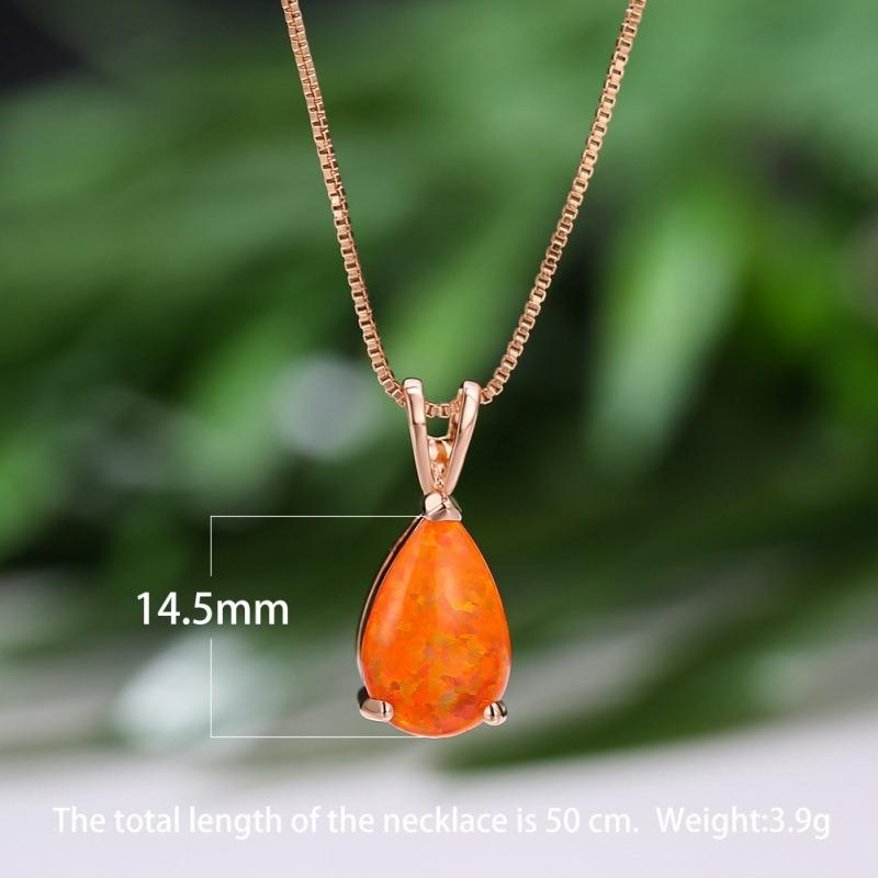 Wish Hot Sale Water Drop Opal Pendant Necklace Femininity Versatile Niche Jewelry