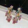 Fashionable Bohemian Style Blossom Earrings With Cubic Zirconia Stones Brass Base Perfect For Date Night Office Wear