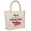 Beach Bag - PLANETEE - Insulated Thank You Awesome Pharmacist - Cotton - Beige - Large Capacity
