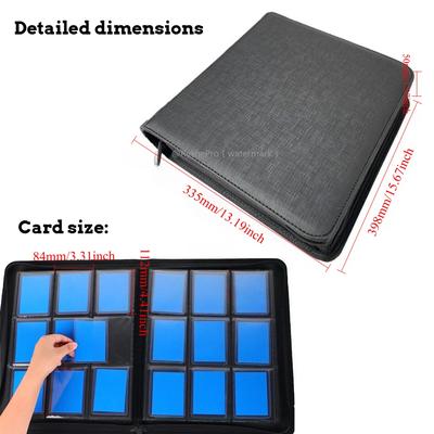 9 Pocket PU Leather Toploader Binder Holds 252 Toploaders 3" X 4" Rigid Card Holder Double Sided Pockets for Pokemon TCG Cards