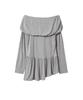 Lense Shirring Off-Shoulder Tee Melange Gray