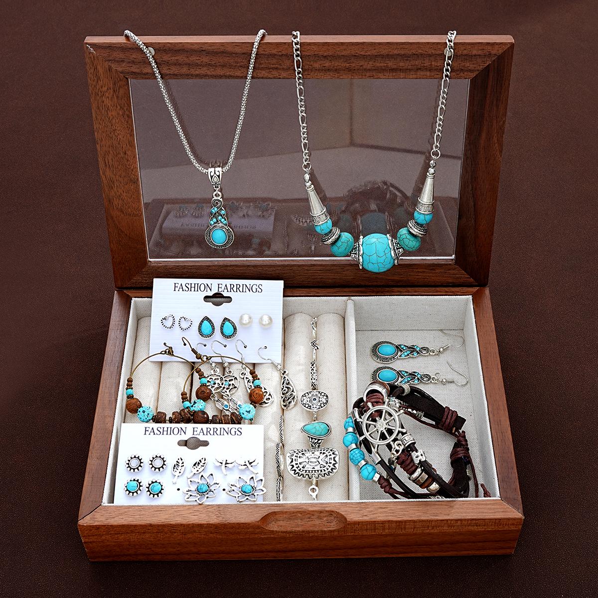 

17 км в стиле ретро в стиле бохо бирюзовый бисер свитер цепочка ювелирные изделия ожерелье серьги браслет комплект ювелирных изделий