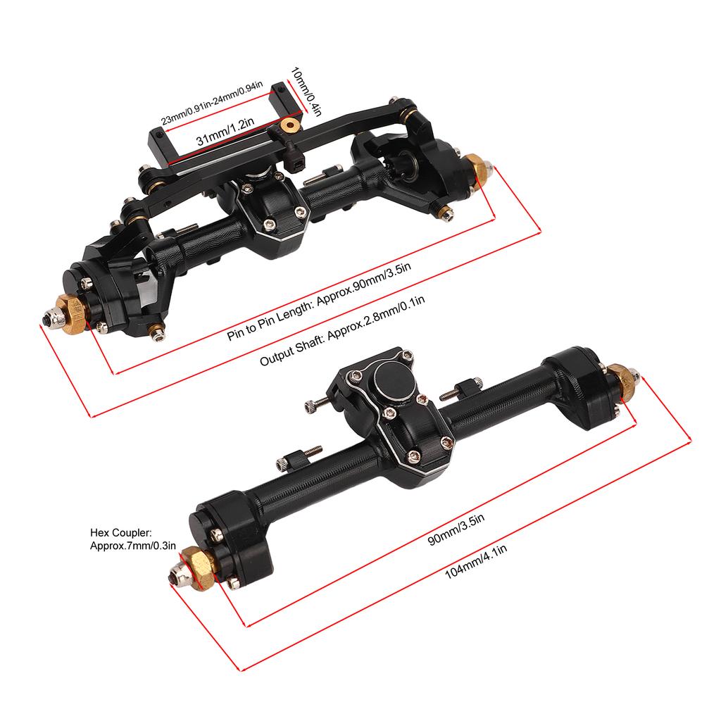 RC Front Rear Axle Assembly CNC Machined Hardened Steel Aluminum Alloy RC Front Rear   Axle for   SCX24 1Celsius24