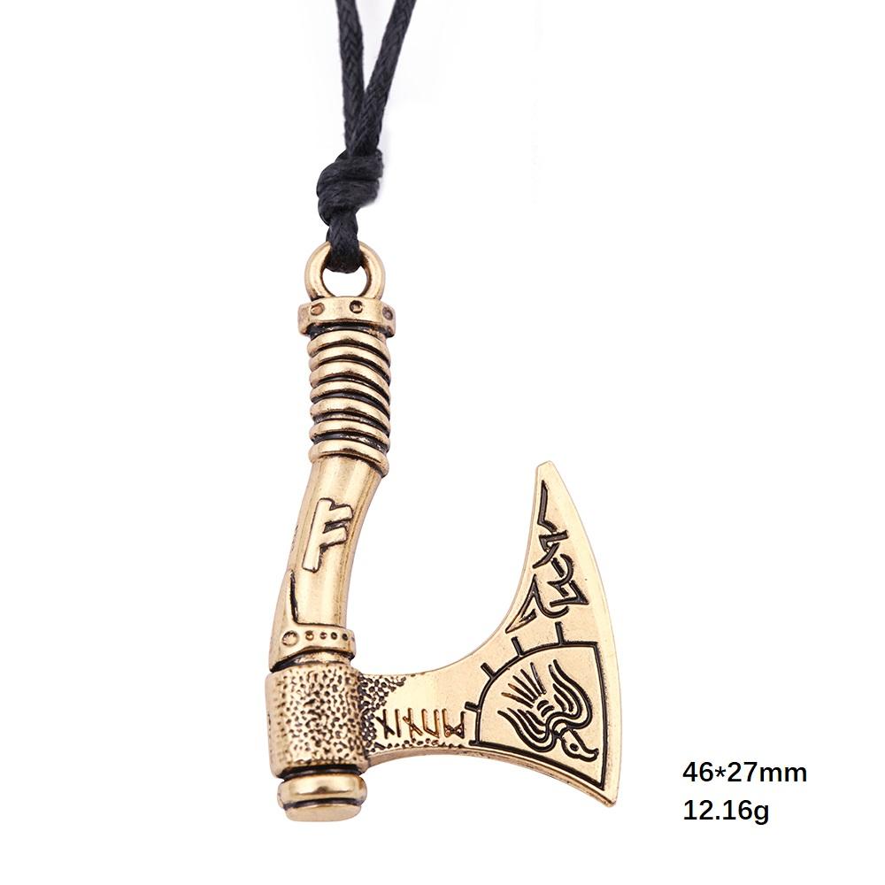 Viking Axe Necklace for Men Norse Runes Compass Pendant Vintage Amulet Jewelry Male Boy Gifts
