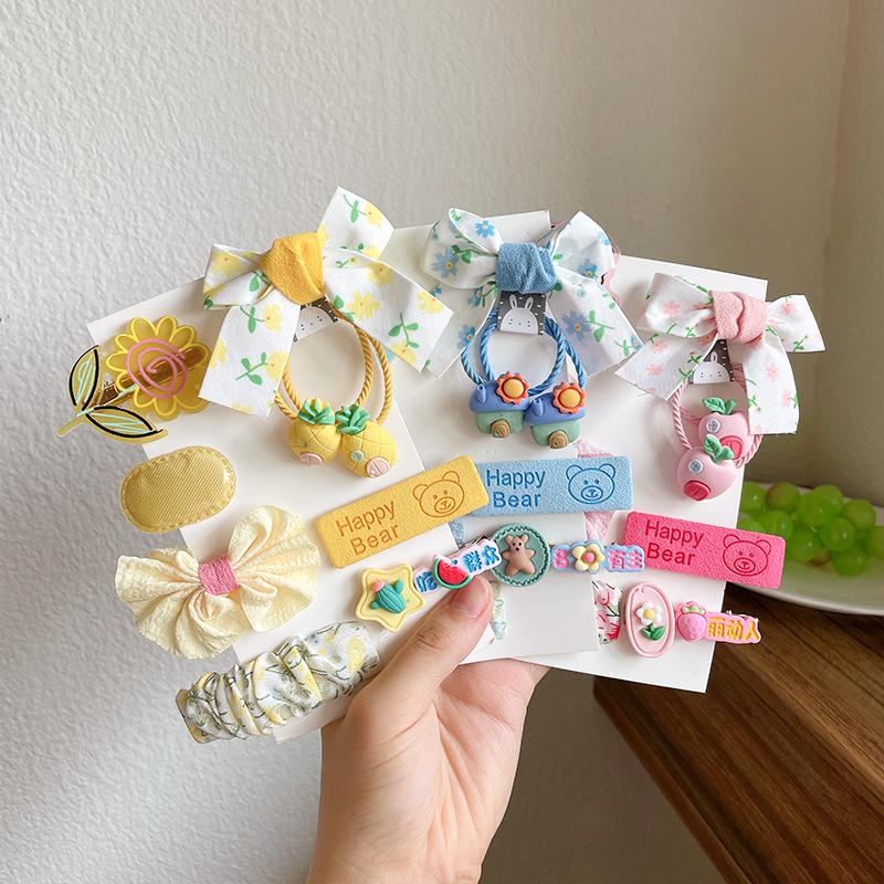 Summer Cute Cartoon Bow Hairpins Set Children Girls Kids Hair Clips Pin Barrettes Accessories Hairclip Headwear Headdress