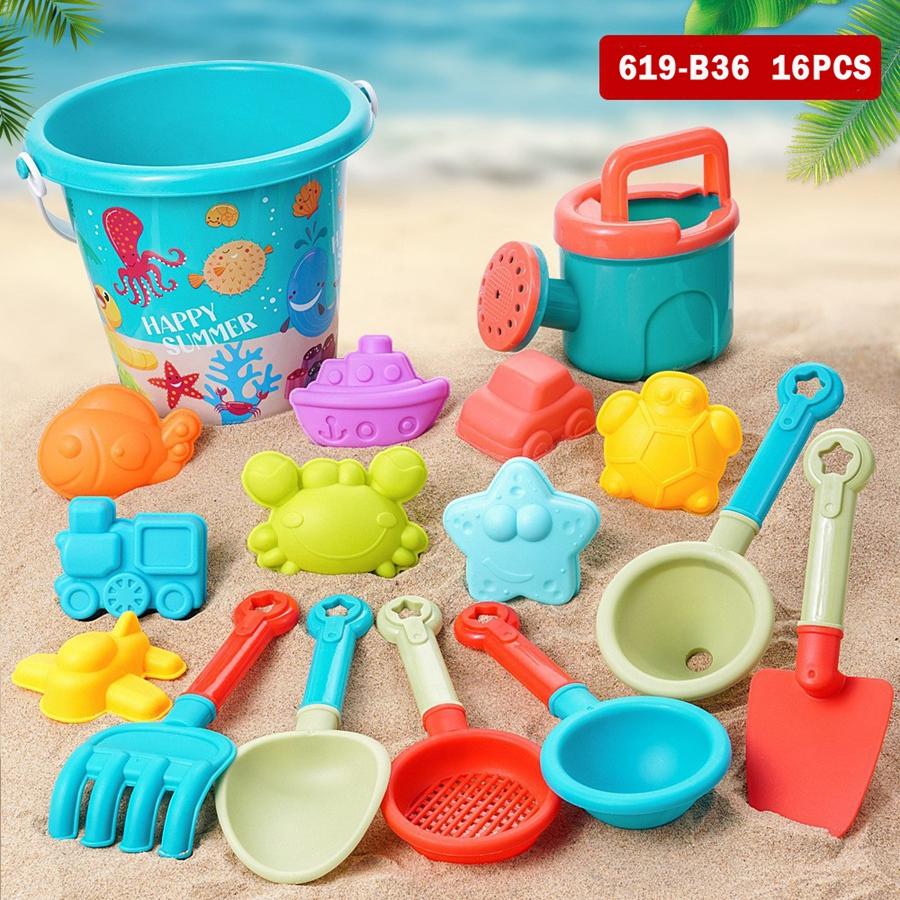Strandspielzeug Schloss mit Wagen Meerestiere Sandformen Verkehrssand Strandschaufel Werkzeugset Interaktives Outdoor-Spiel für Kinder