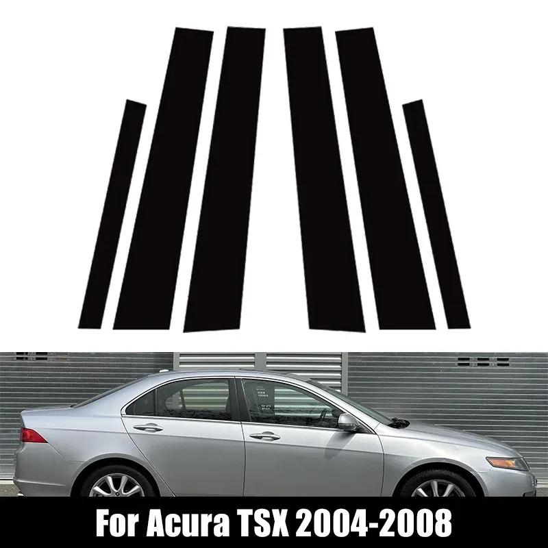 Car Window Pillar Posts Door Trim Cover Stickers Decal For Acura TSX 2004-2008 Glossy Black Auto Accessory 6Pcs