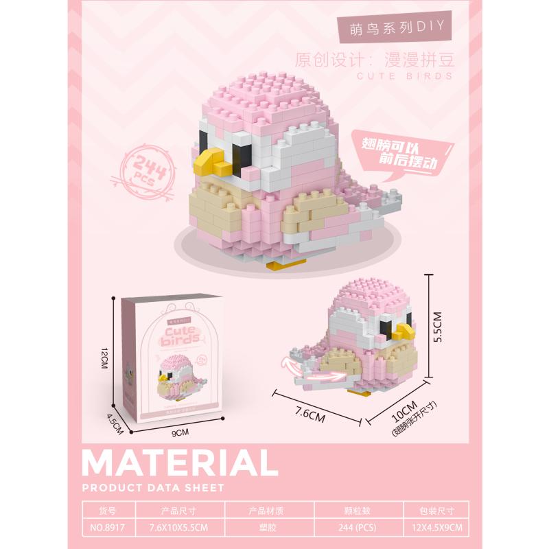 Cute Colorful Parrot Small Particle Building Block Micro Blocks Toys Sets Animals 3D Models Ornament Gifts