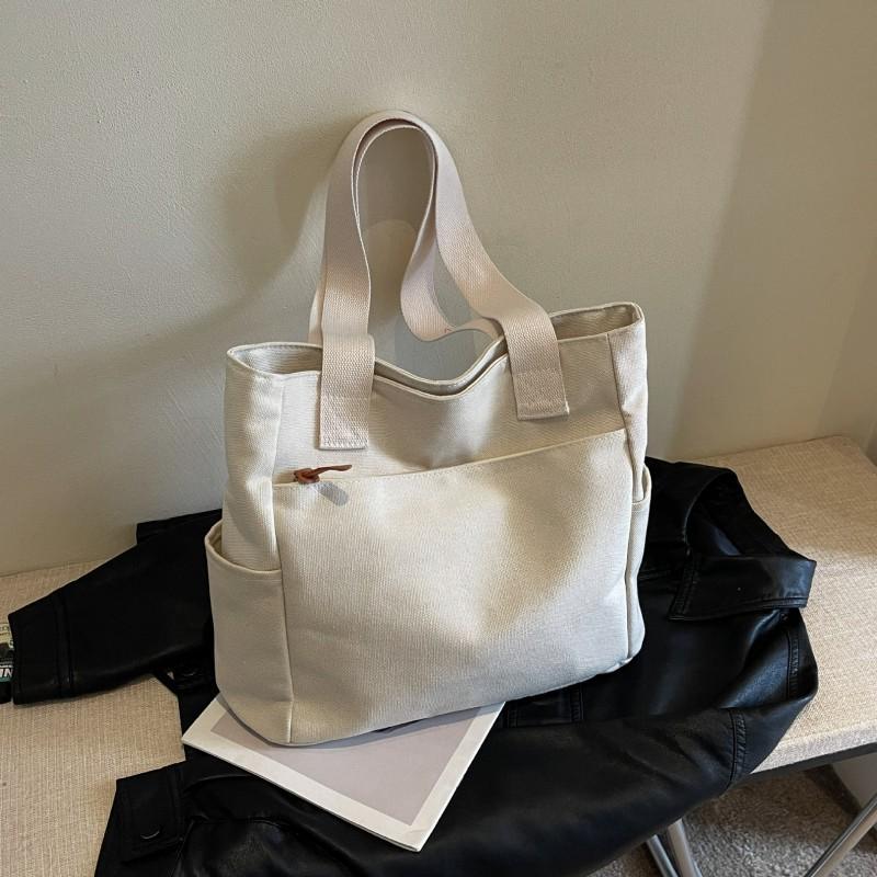 All-matching Canvas Bag 2026 New Style Pure Color Simple Large-capacity Tote Female College Students