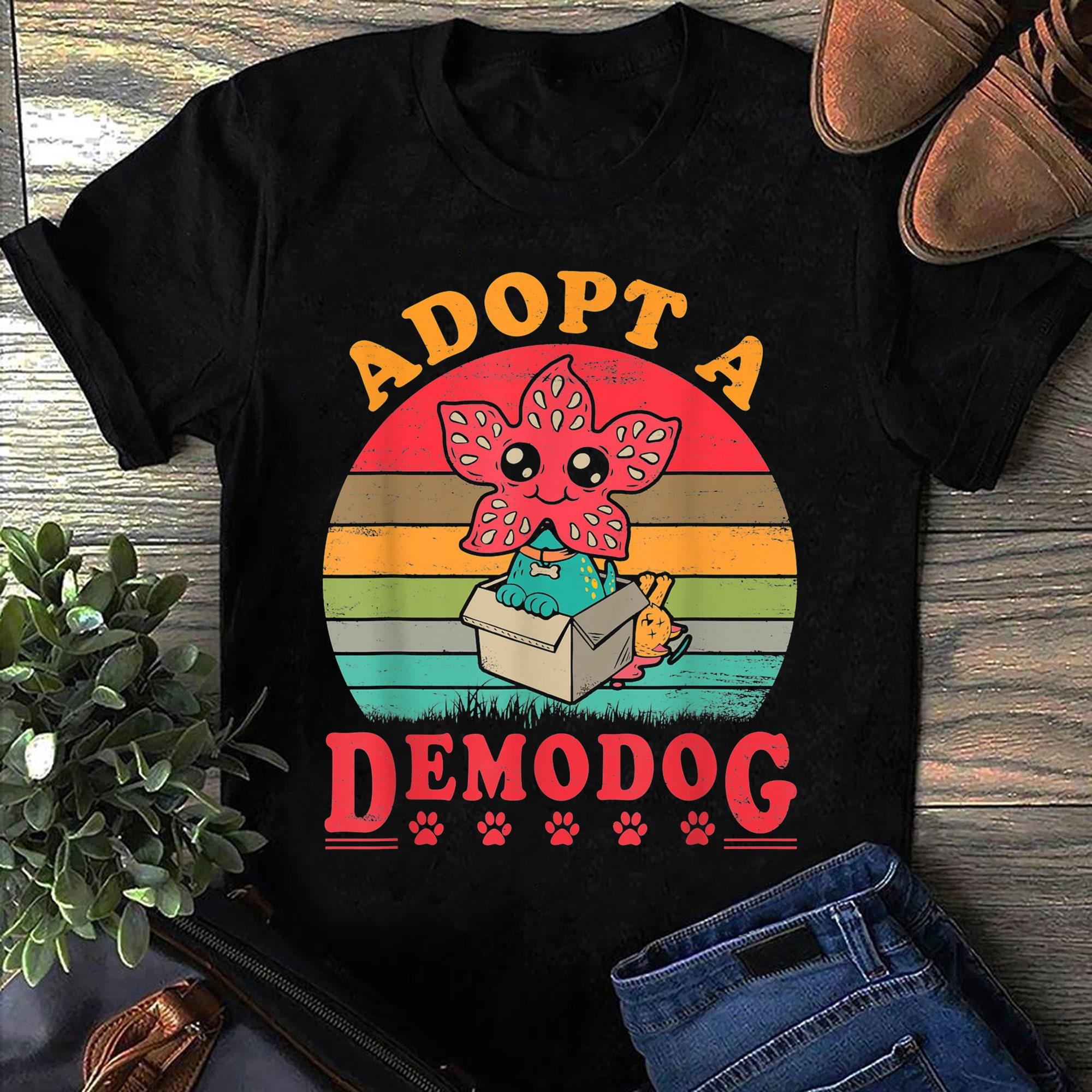 Adopt A Demodog Funny Dog Lovers Women T Shirts Cotton Tops S чёрный