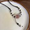 Keramische Rose gewebte Halskette Damen Sommer neues Mode-Retro-Accessoire kann lange Schlüsselbeinkette gezogen werden
