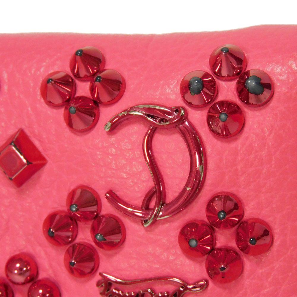 Used 9605 Panettone Coin Purse 3175223 7943 Logo Metal Zip Around Wallet with Spike Studs Pink Women's from Japan