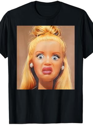 Funny Doll Face Y2K Print T-Shirt for Women and Men, 100% Cotton Summer and Spring Tee, Oversized Tees, Ironic, Sarcastic, Hilario,gift,Top Tee