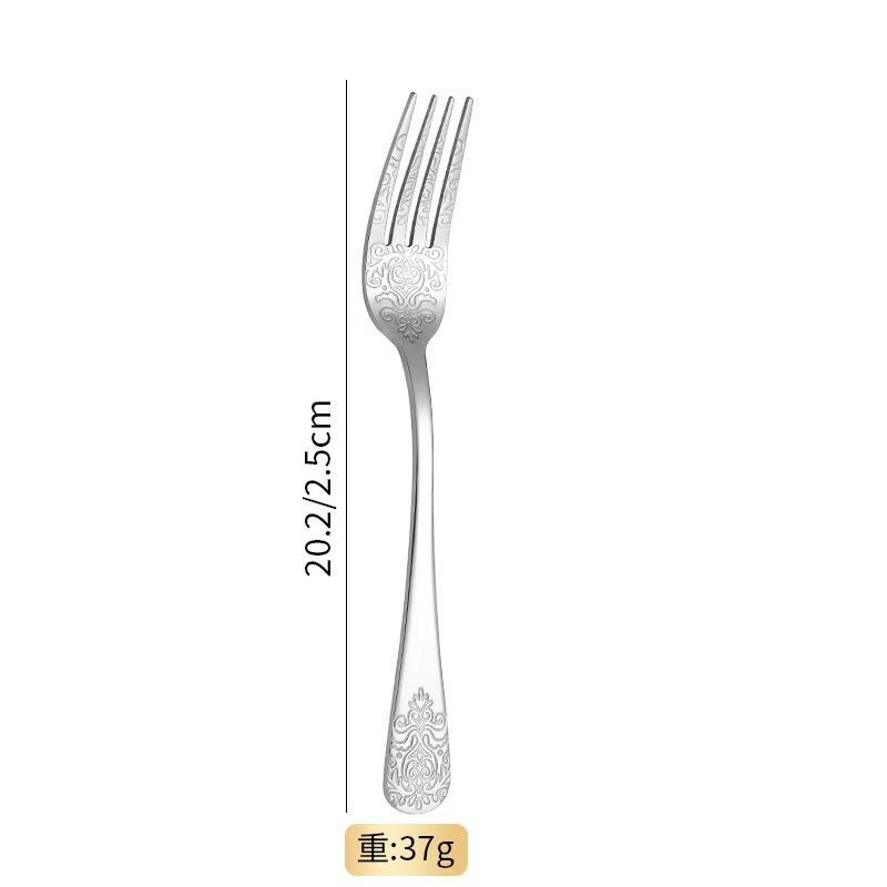 Light luxury pattern stainless steel western food tableware steak knife fork spoon retro mirror set