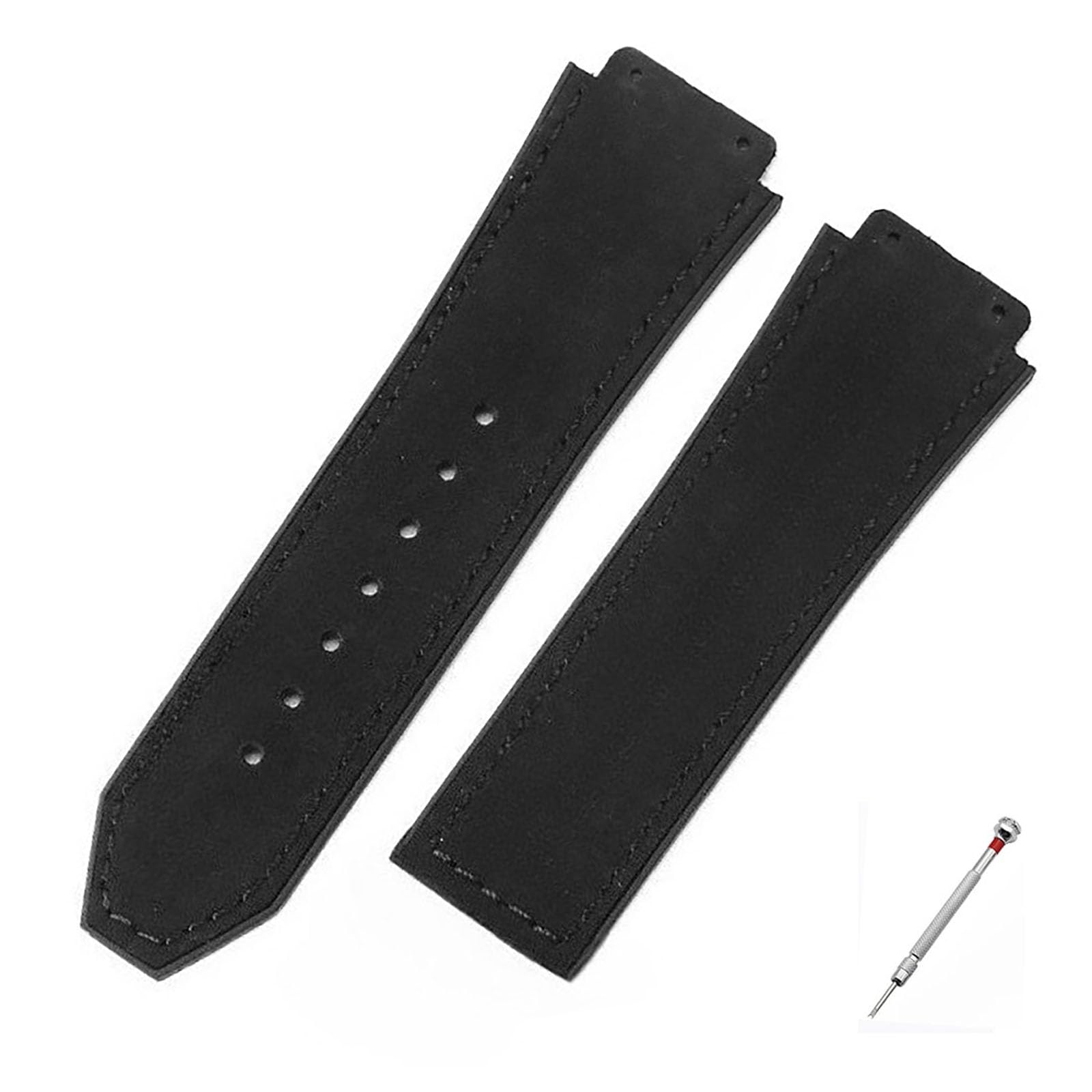 

[syzynicy] First layer cowhide leather, silicone base, compatible rubber strap for Hublot Big Bang genuine leather strap, men s (Frosted black)
