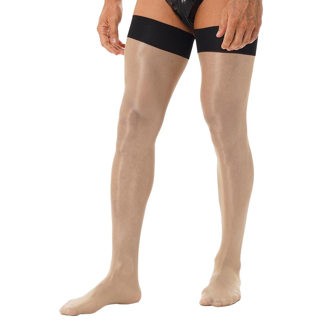 Män Glansiga Stretchiga strumpor Lår Höga Transparenta strumpor Sissy Strumpor Strumpor Underkläder Över Knästrumpor Kostymtillbehör