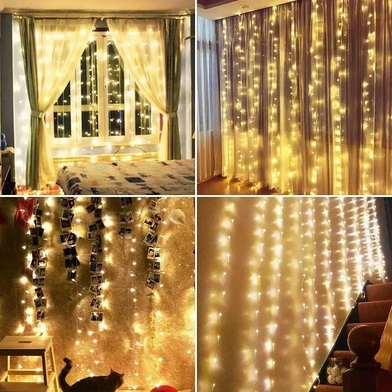 USB Vorhang LED Lichterkette 8 Modi Bettvorhang Beleuchtung für Innen Weihnachten Hochzeit Party Dekoration Romantische Lichter