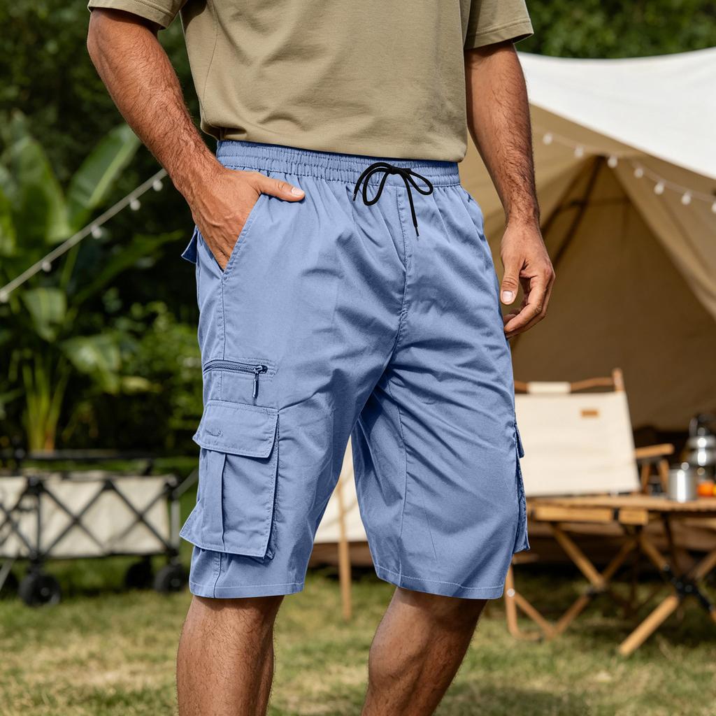 Men's Casual Loose Fit Cargo Shorts with Multiple Pockets, Lightweight Cotton Work Shorts for Summer Outdoor Hiking Activities