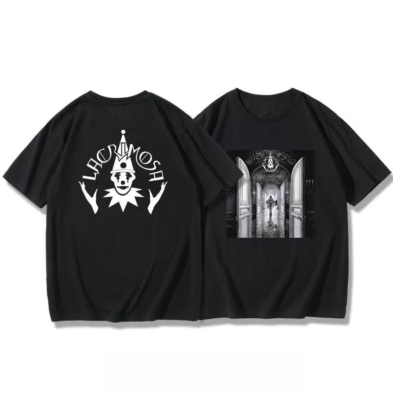 Men's and Women's Summer Symphony Metal Goth Rock Trend Half Sleeve Lacrimosa with Tear Wash Face Band T-shirt Short Sleeve