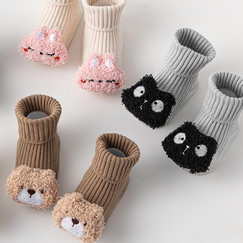 Cute 3D Doll Newborn Socks Spring Autumn Cotton Baby Middle Tube Sock 0-3year Boy Girl Kids Non Slip Floor Socks Infant Footwear