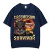 T-shirts Unisexe Vintage Amusants pour Chat Survivant de la Circoncision T-shirts Oversize Décontractés en Coton à Manches Courtes